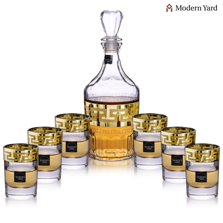 Gold Shot 7 Pcs Decanter Set with 6 Glasses