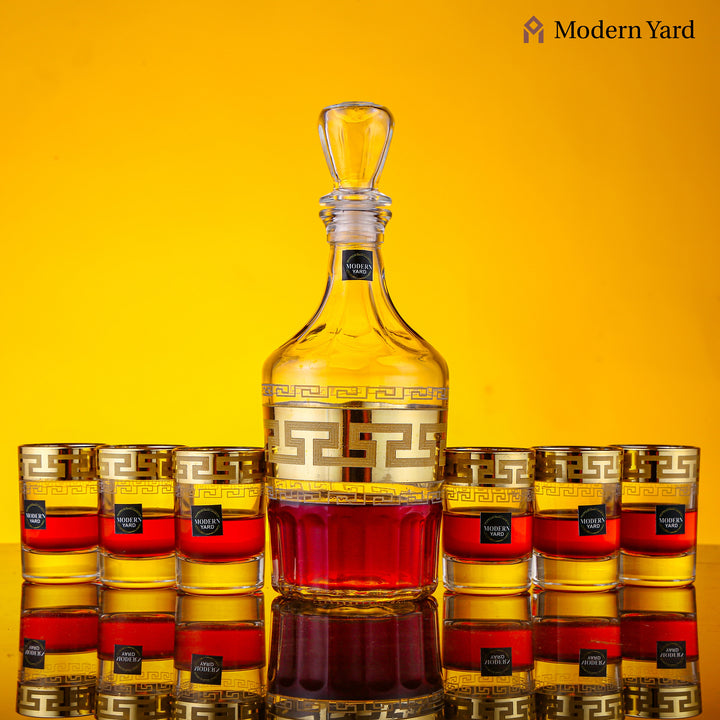 Gold Shot 7 Pcs Decanter Set with 6 Glasses