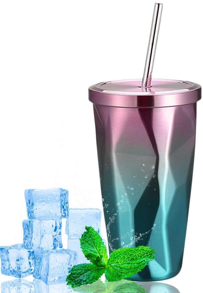 Stainless Steel Double Walled Tumbler with Straw