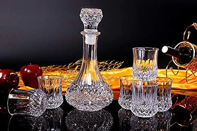 EUROPEAN CRYSTAL CLEAR 7 PCS DECANTER & GLASSES SET