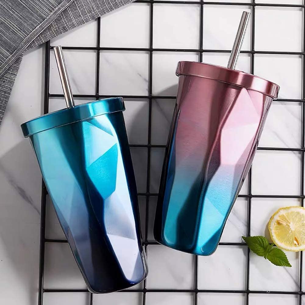 Stainless Steel Double Walled Tumbler with Straw