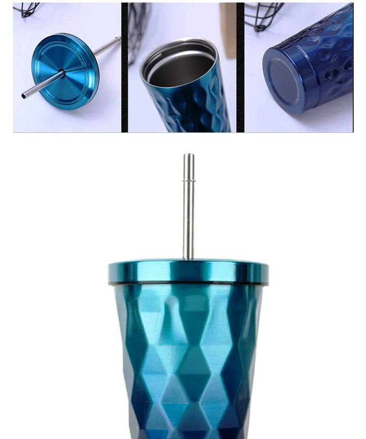 Stainless Steel Double Walled Tumbler with Straw