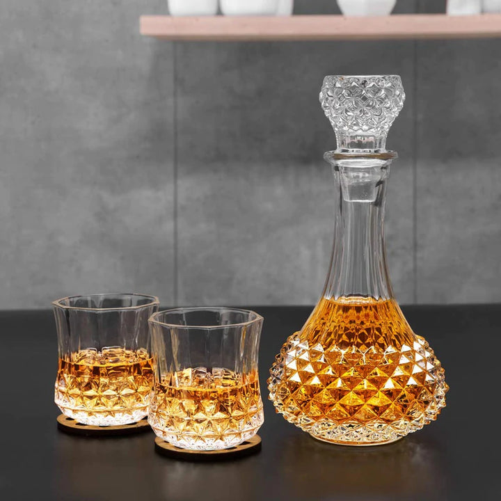 EUROPEAN CRYSTAL CLEAR 7 PCS DECANTER & GLASSES SET