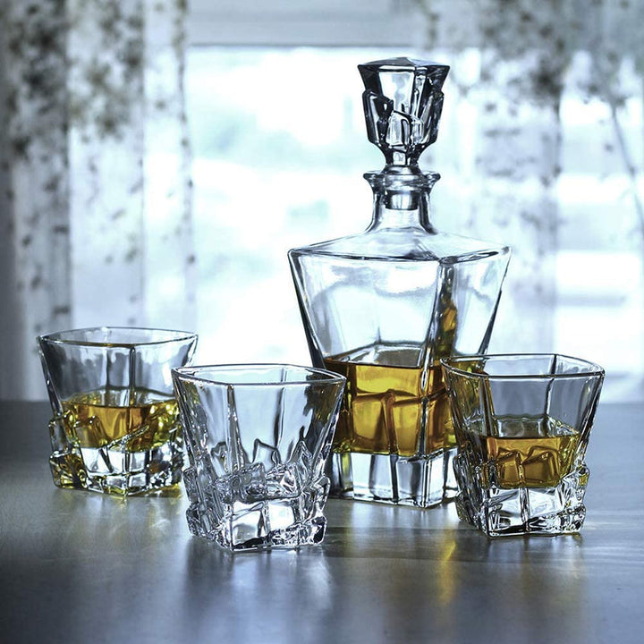 IRIS CRYSTAL DECANTER SET WITH 6 GLASSES