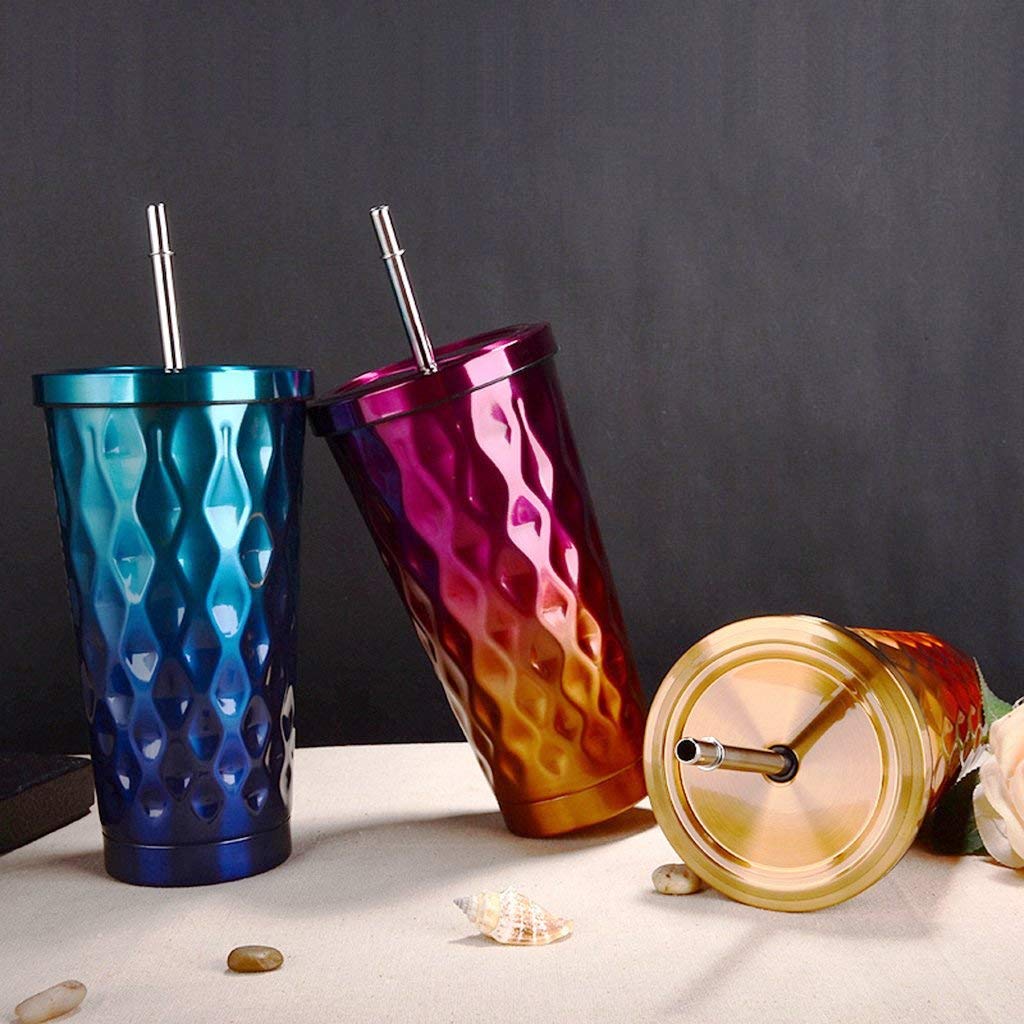 Stainless Steel Double Walled Tumbler with Straw