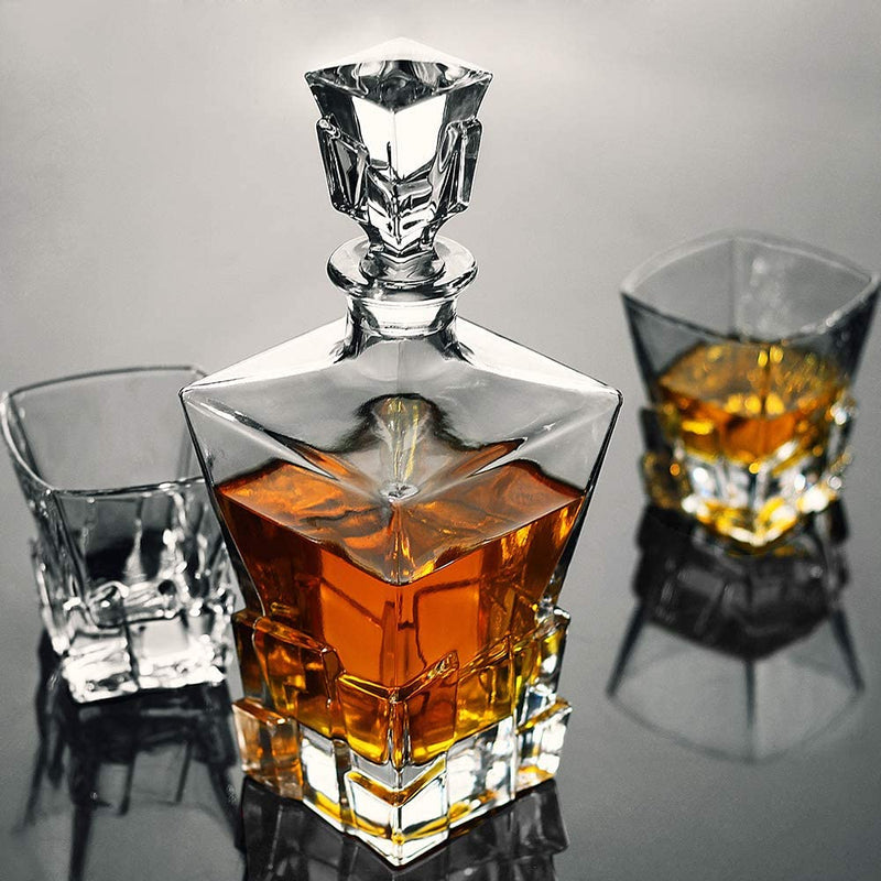 IRIS CRYSTAL DECANTER SET WITH 6 GLASSES