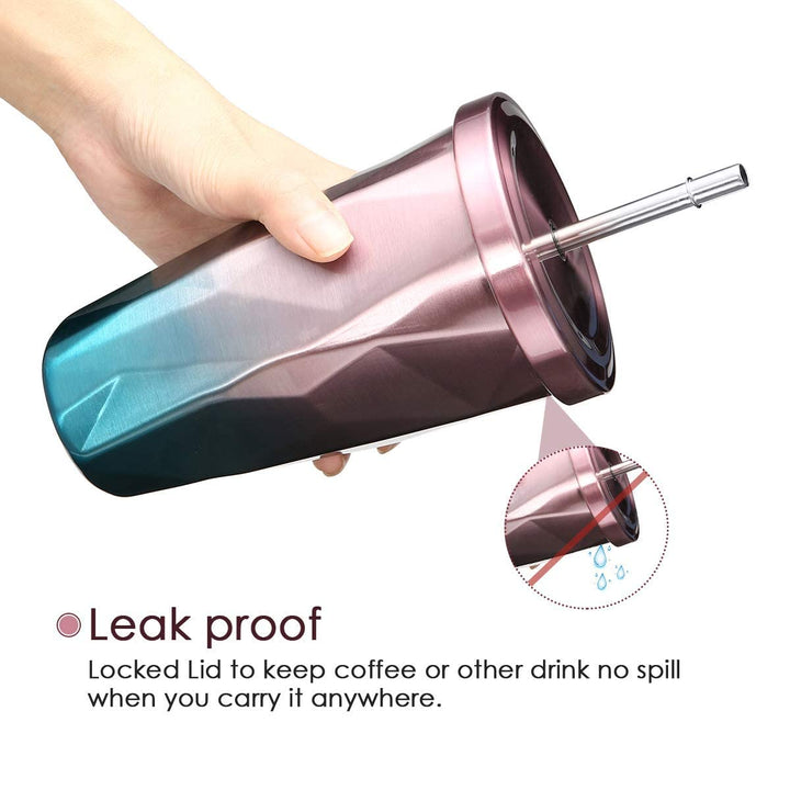 Stainless Steel Double Walled Tumbler with Straw