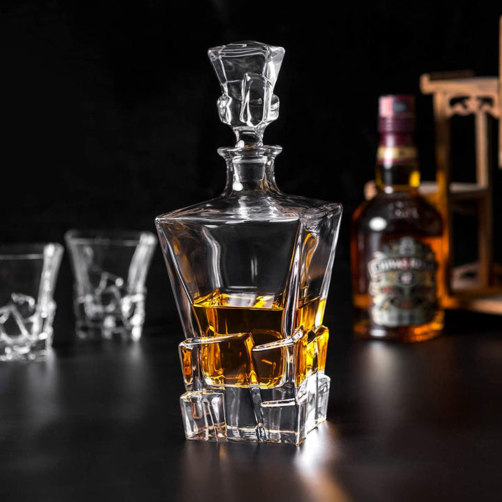 IRIS CRYSTAL DECANTER SET WITH 6 GLASSES