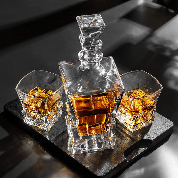 IRIS CRYSTAL DECANTER SET WITH 6 GLASSES
