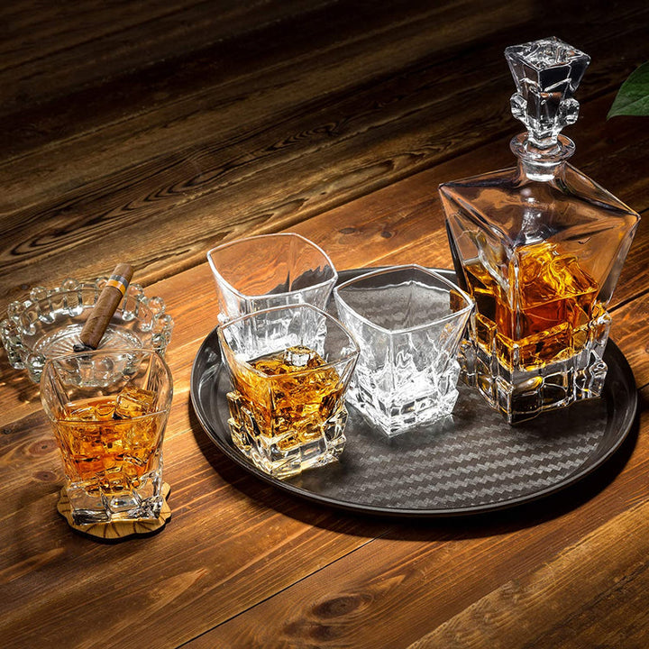 IRIS CRYSTAL DECANTER SET WITH 6 GLASSES