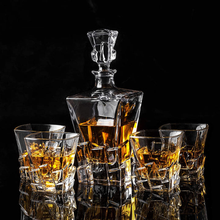 IRIS CRYSTAL DECANTER SET WITH 6 GLASSES