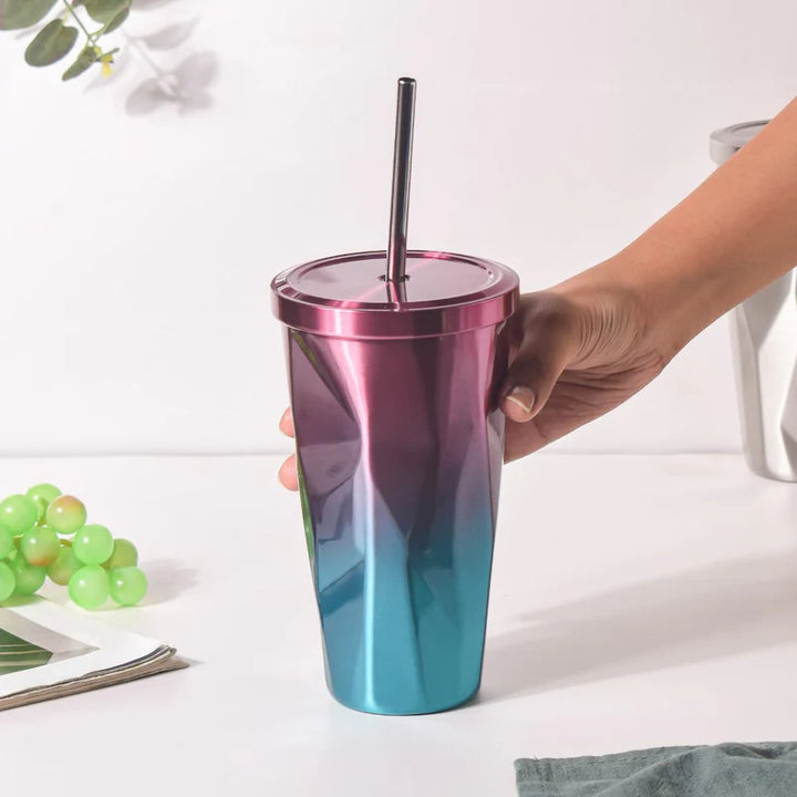 Stainless Steel Double Walled Tumbler with Straw
