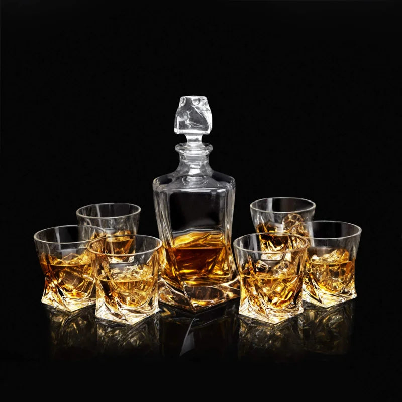 The Epic Twist 7 Pcs Crystal Decanter Set