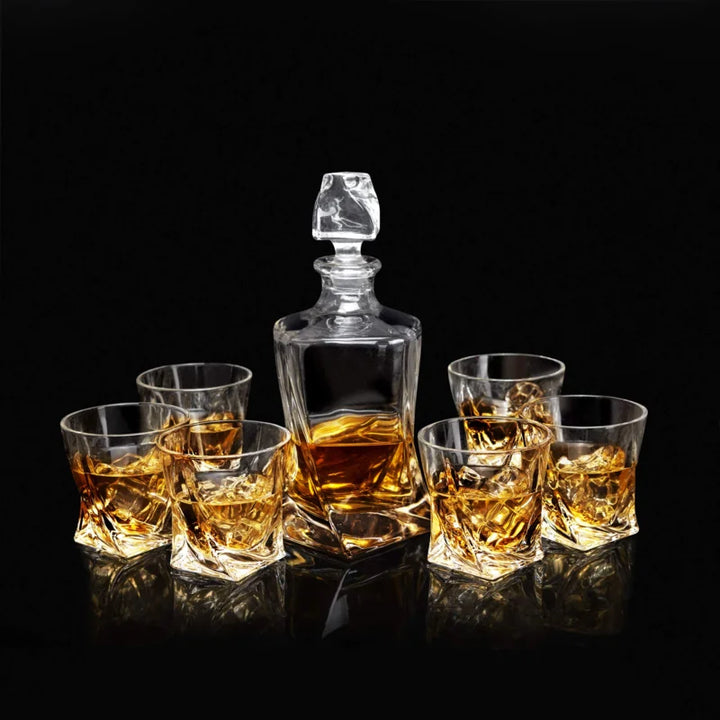 The Epic Twist 7 Pcs Crystal Decanter Set
