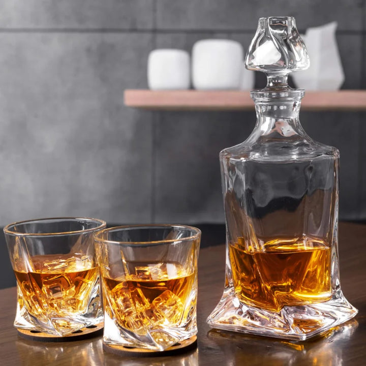 The Epic Twist 7 Pcs Crystal Decanter Set