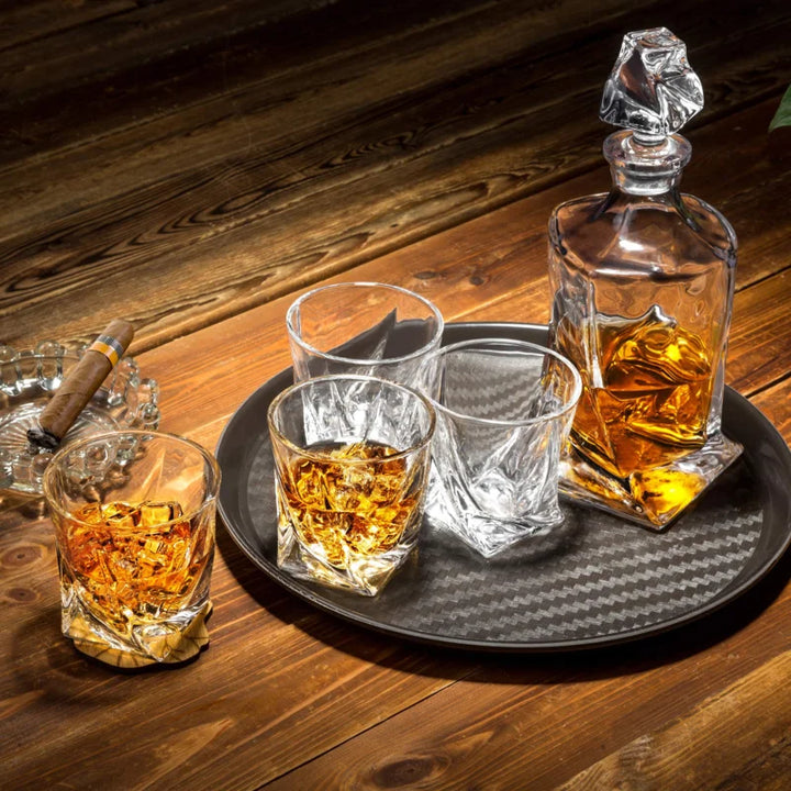 The Epic Twist 7 Pcs Crystal Decanter Set