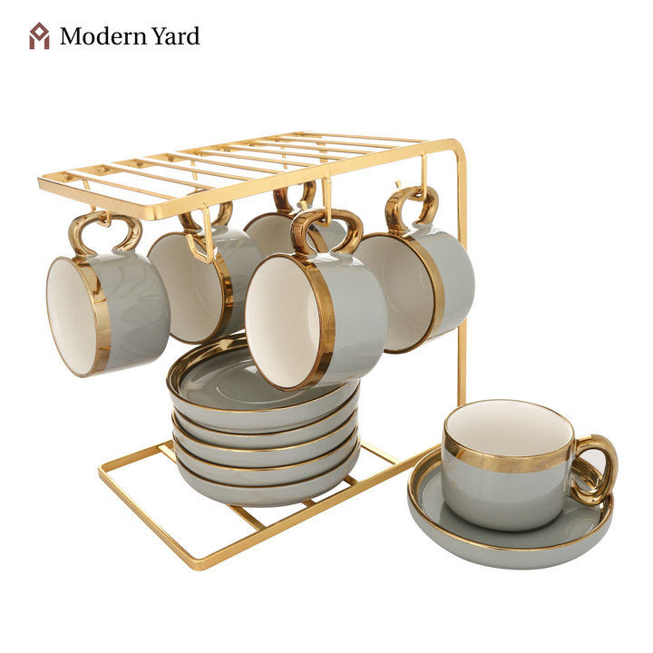 Emerald Cup & Saucer Set with Stand