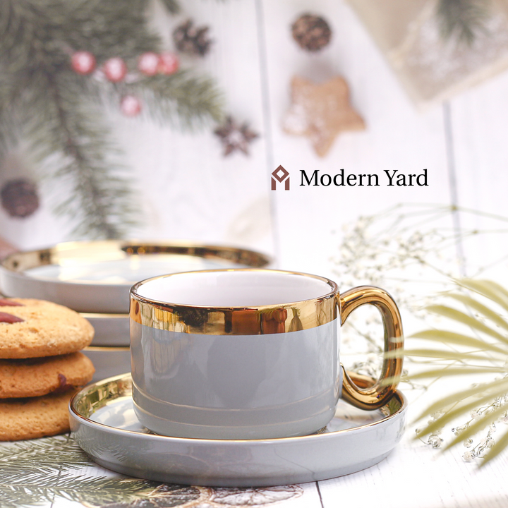 Emerald Cup & Saucer Set with Stand