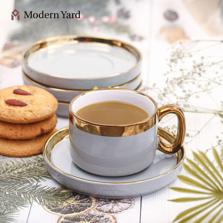 Emerald Cup & Saucer Set with Stand