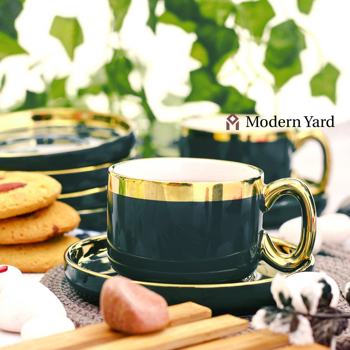 Emerald Cup & Saucer Set with Stand