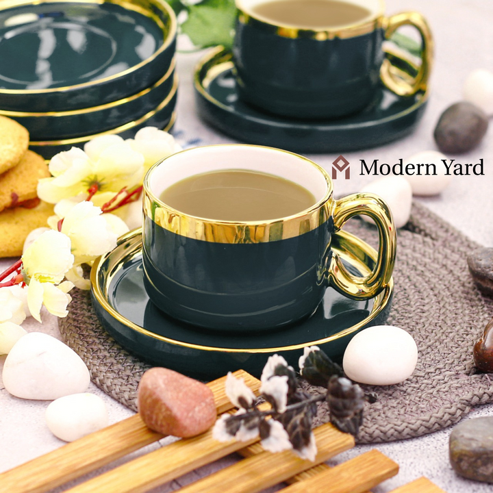 Emerald Cup & Saucer Set with Stand