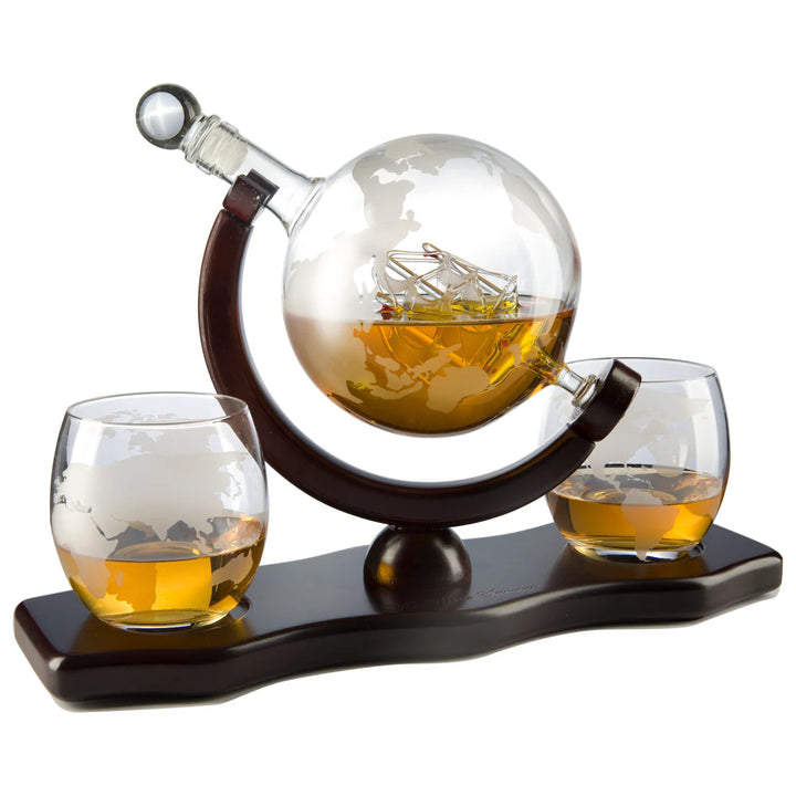 Globe Decanter with 2 Glasses Set