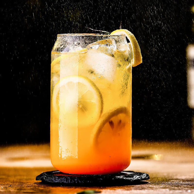 Borosilicate Glass Can with Glass Straw