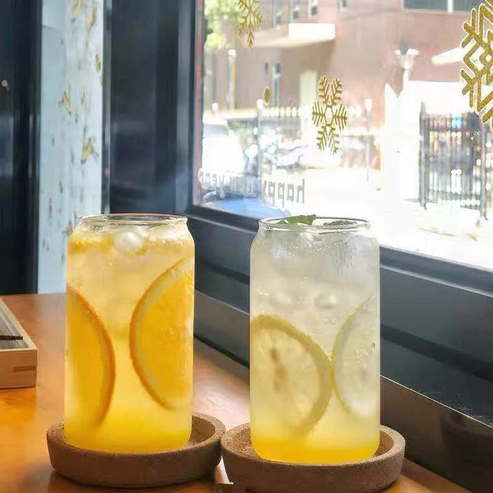 Borosilicate Glass Can with Glass Straw