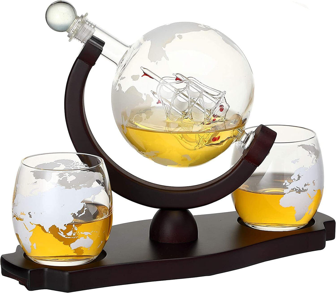 Globe Decanter with 2 Glasses Set