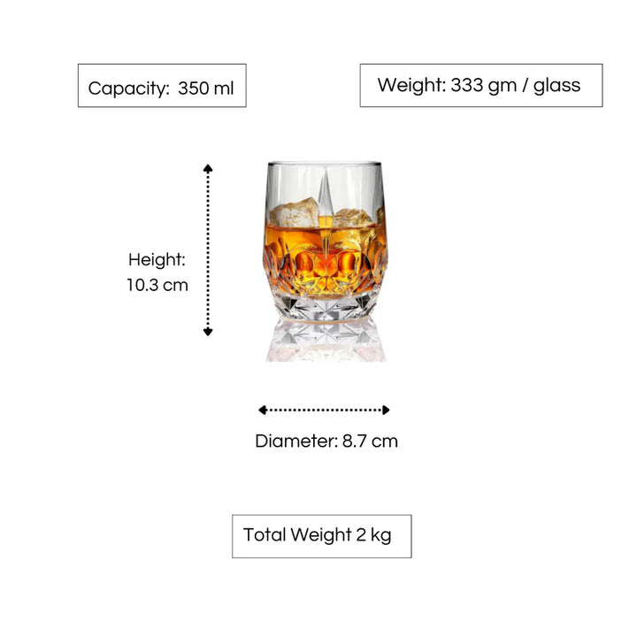 Alkemist Crystal Whiskey Glass 340 ML (Pack of 6)