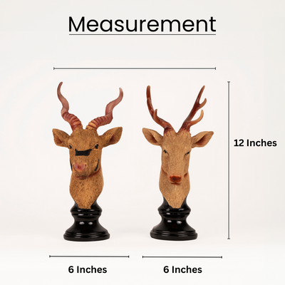 Deer with Horns Sculpture (Set of 2)