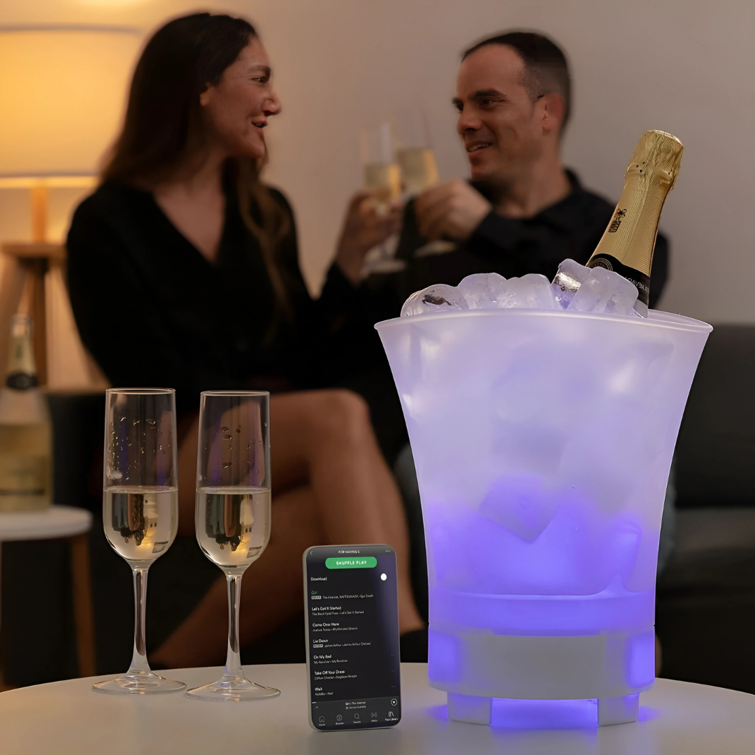 LED Beer And Champagne Bucket with Built-in Bluetooth Speaker