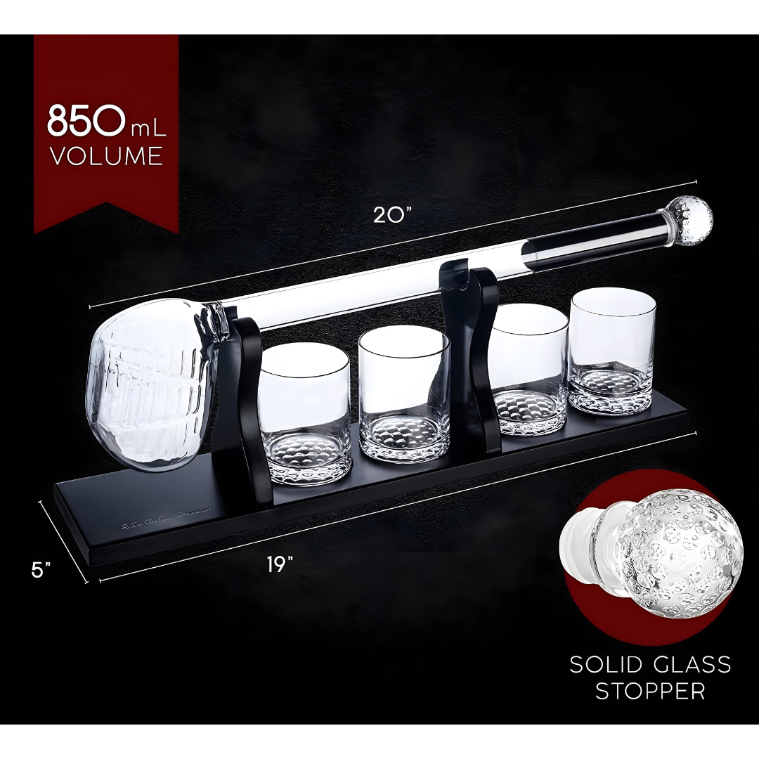Golf Whiskey Decanter Set - Pure Crystal (Premium Gift Box)