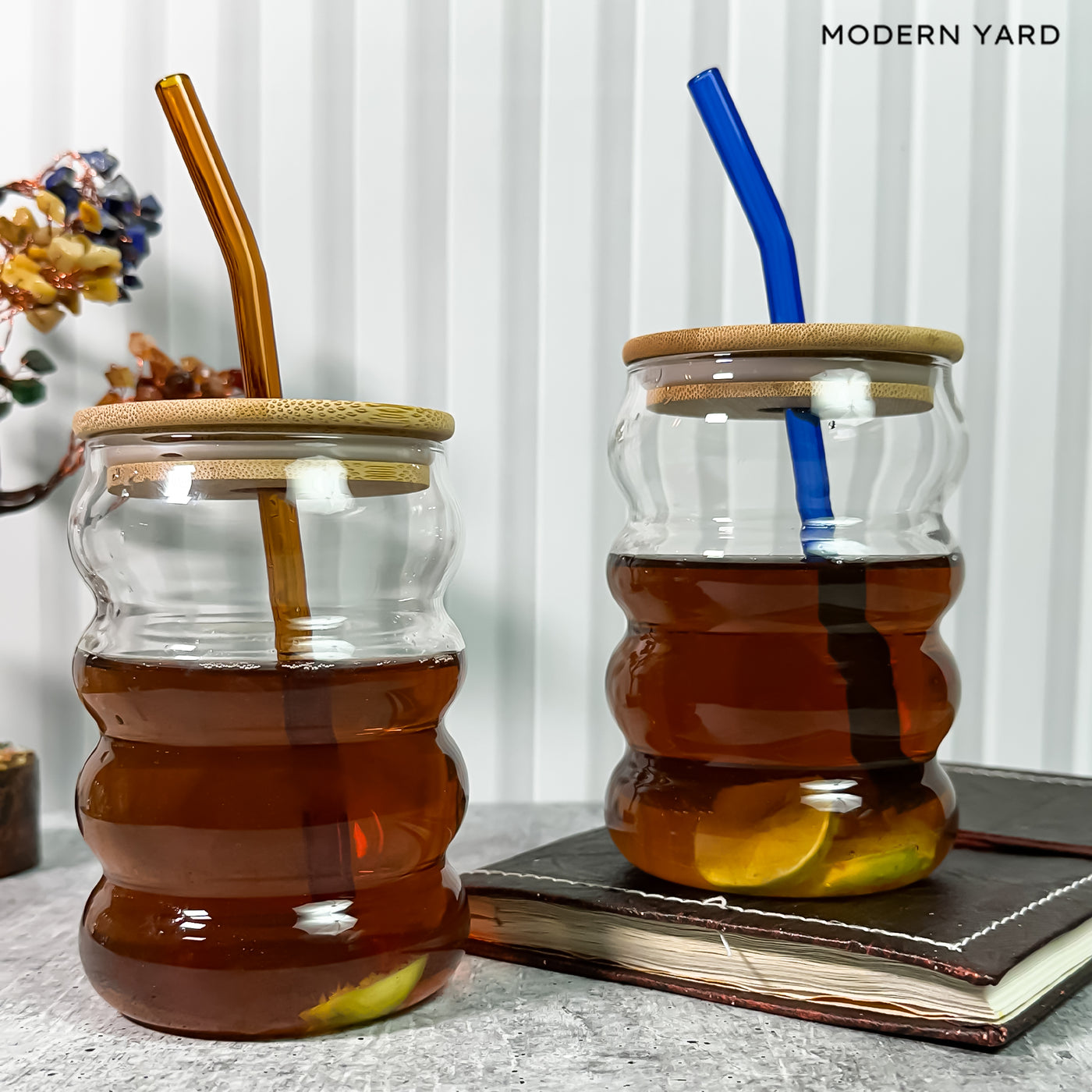 Sipper With Straw & Wooden Lid (400 ML)