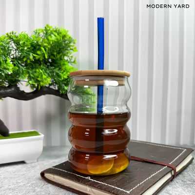 Sipper With Straw & Wooden Lid (400 ML)