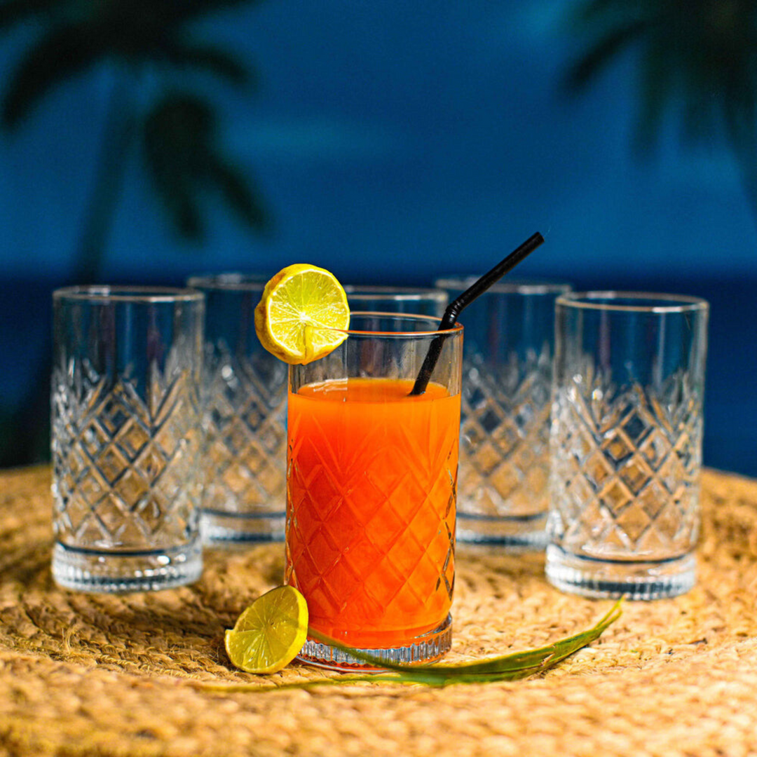 Diamond Hi Ball Glass (Pack Of 6)