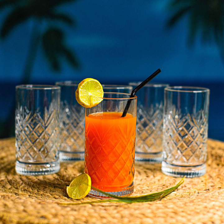 Diamond Hi Ball Glass (Pack Of 6)