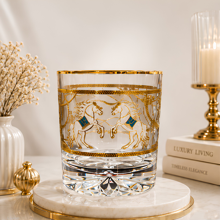 Pegasus 24k Gold-Rimmed Designer Glasses | Set of 6 | Suitcase Gift Box
