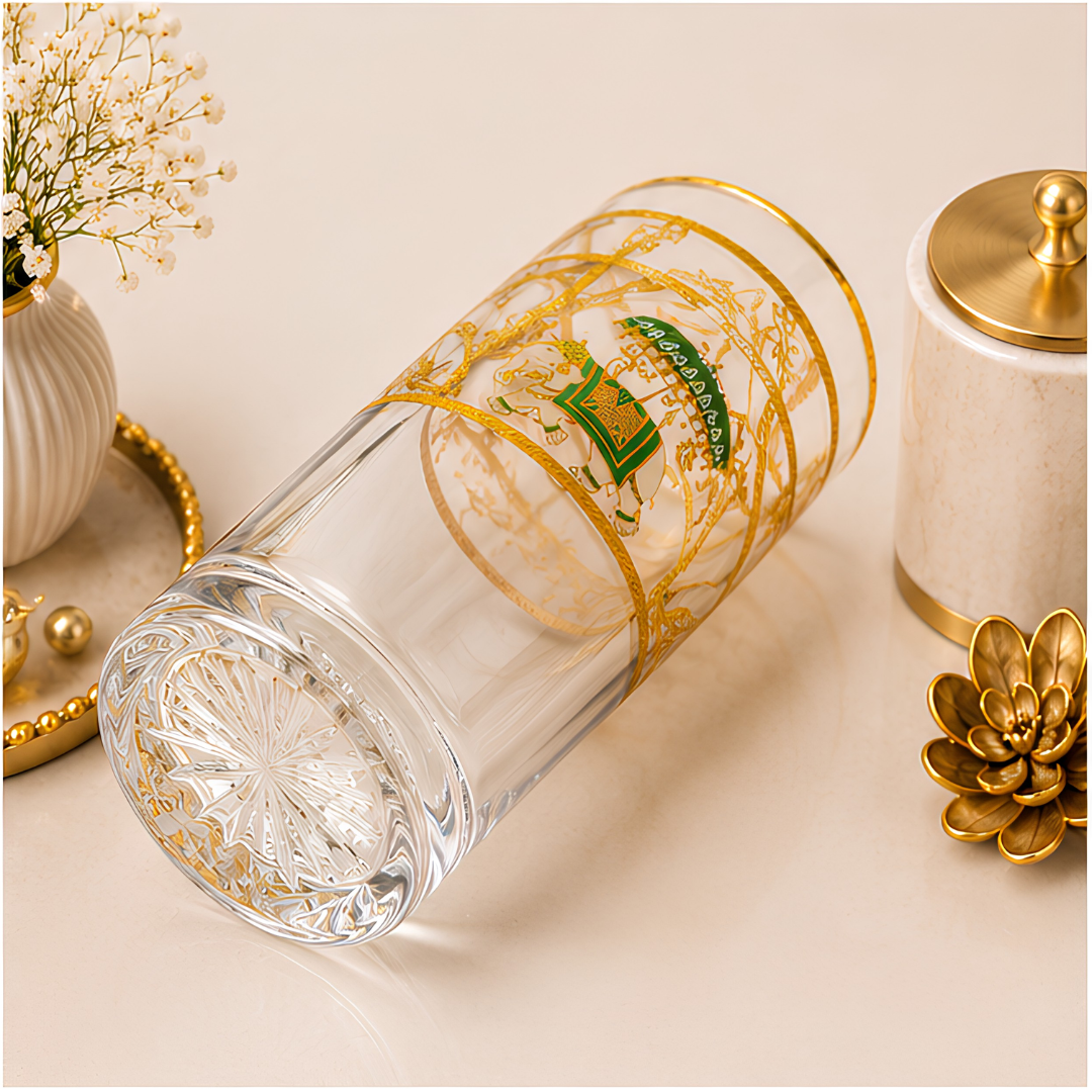 Crystal Royal Elephant Glass – Gold Plated – Set of 6 (Leather Gift Box)