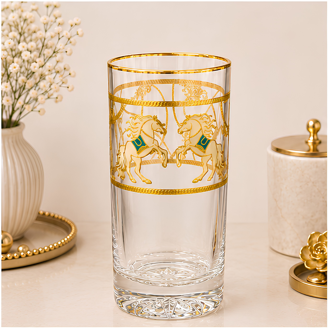 Pegasus 24k Gold-Rimmed Designer Glasses | Set of 6 | Suitcase Gift Box