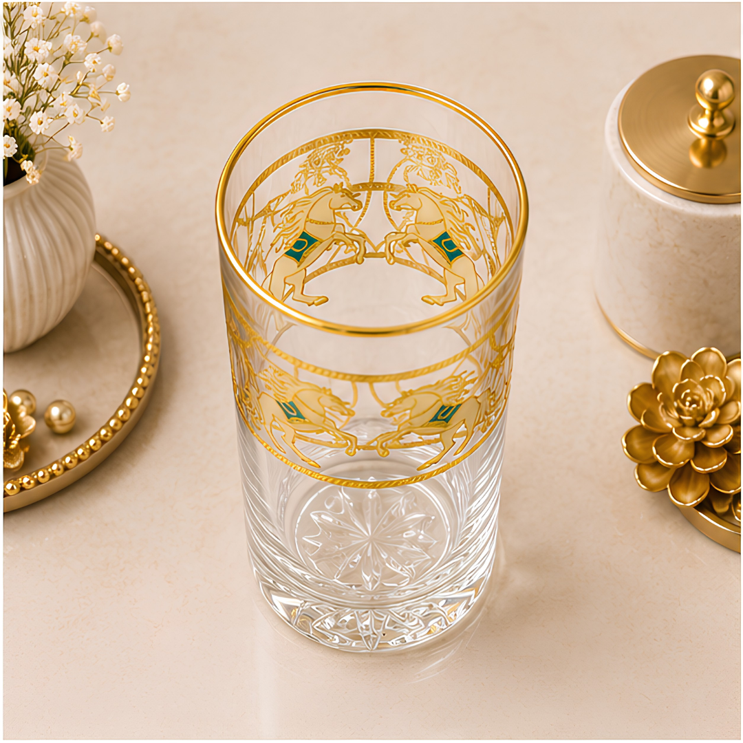 Pegasus 24k Gold-Rimmed Designer Glasses | Set of 6 | Suitcase Gift Box