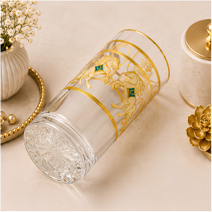 Pegasus 24k Gold-Rimmed Designer Glasses | Set of 6 | Suitcase Gift Box