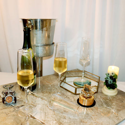 6 Champagne Glass, 1 Wine Chiller with Stand & 1 Wine Opener