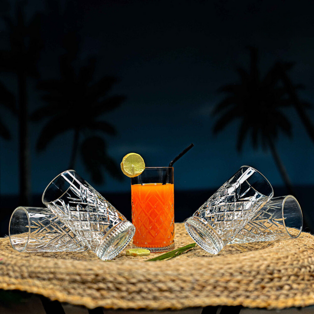Diamond Hi Ball Glass (Pack Of 6)