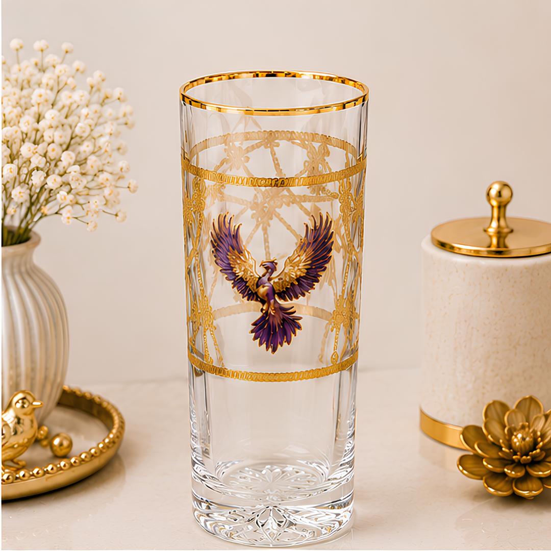 Crystal Eagle Glass - Gold Plated - Set of 6 (Leather Gift Box)