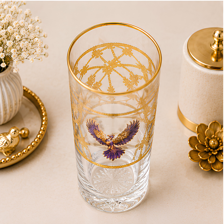 Crystal Eagle Glass - Gold Plated - Set of 6 (Leather Gift Box)