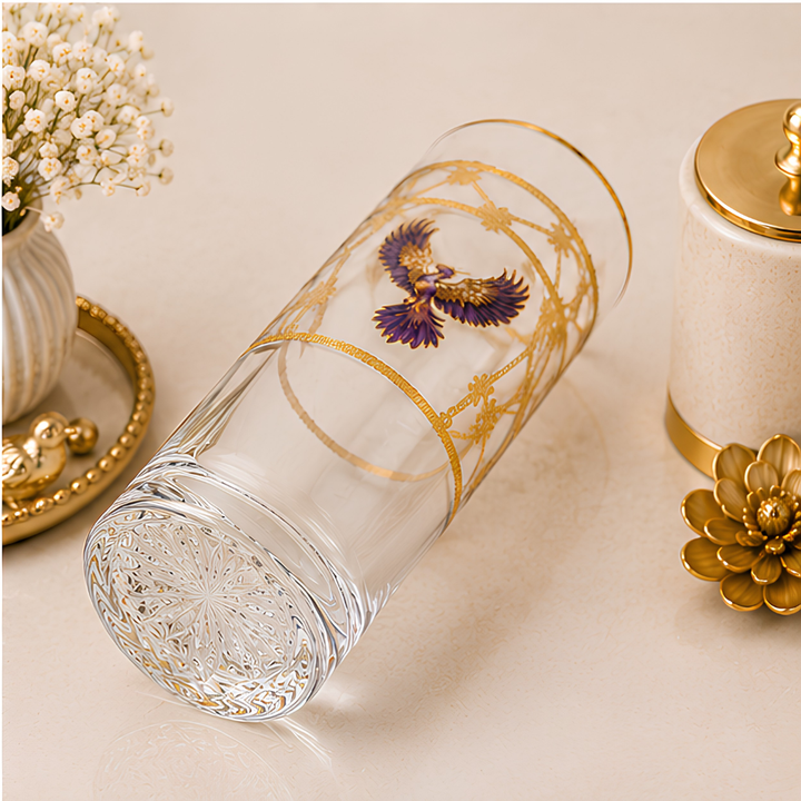 Crystal Eagle Glass - Gold Plated - Set of 6 (Leather Gift Box)
