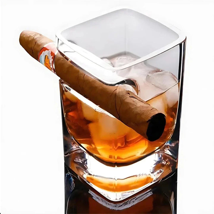 The Cigar Holding Whiskey Glass
