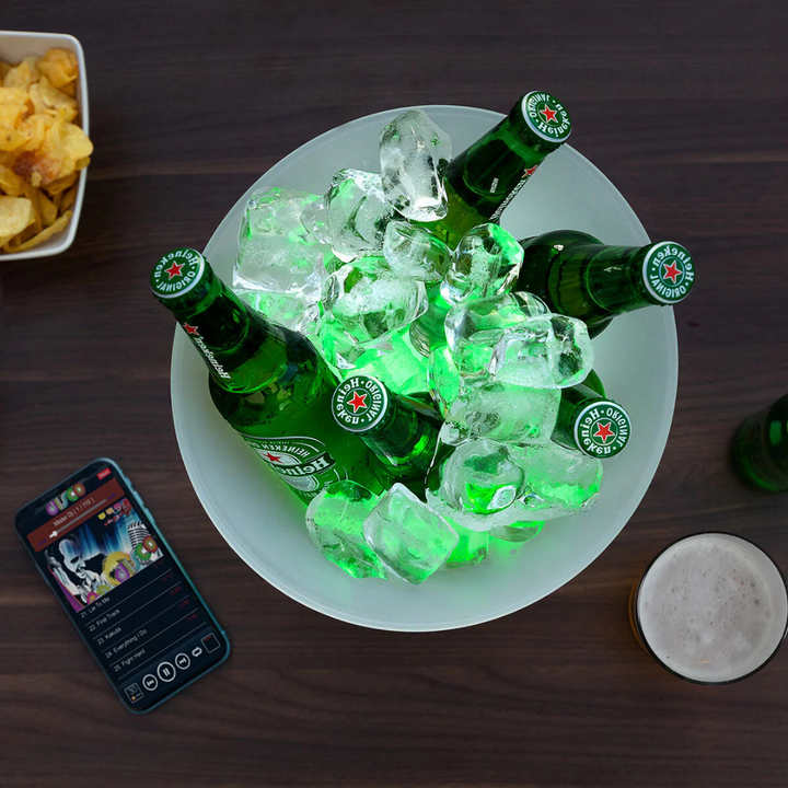 LED Beer And Champagne Bucket with Built-in Bluetooth Speaker