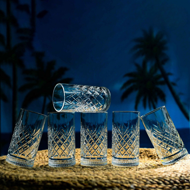 Diamond Hi Ball Glass (Pack Of 6)